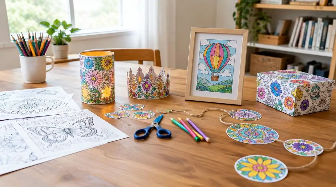 5 fun and creative craft projects using printable coloring pages for kids and adults