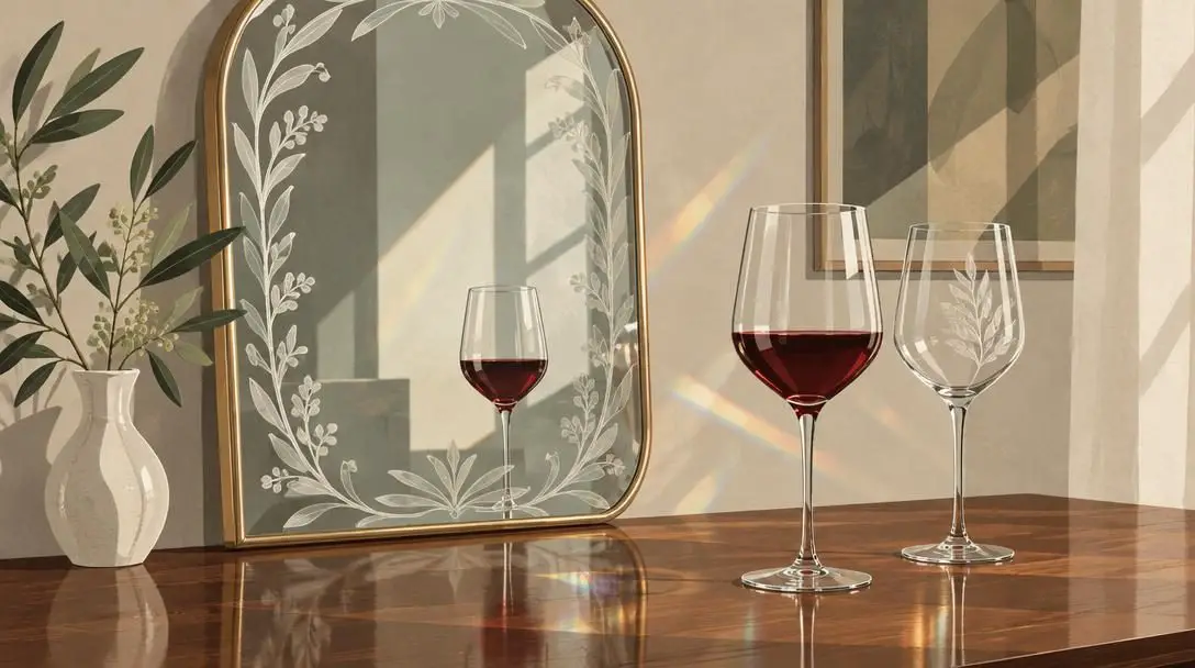 Decorated glassware and mirrors