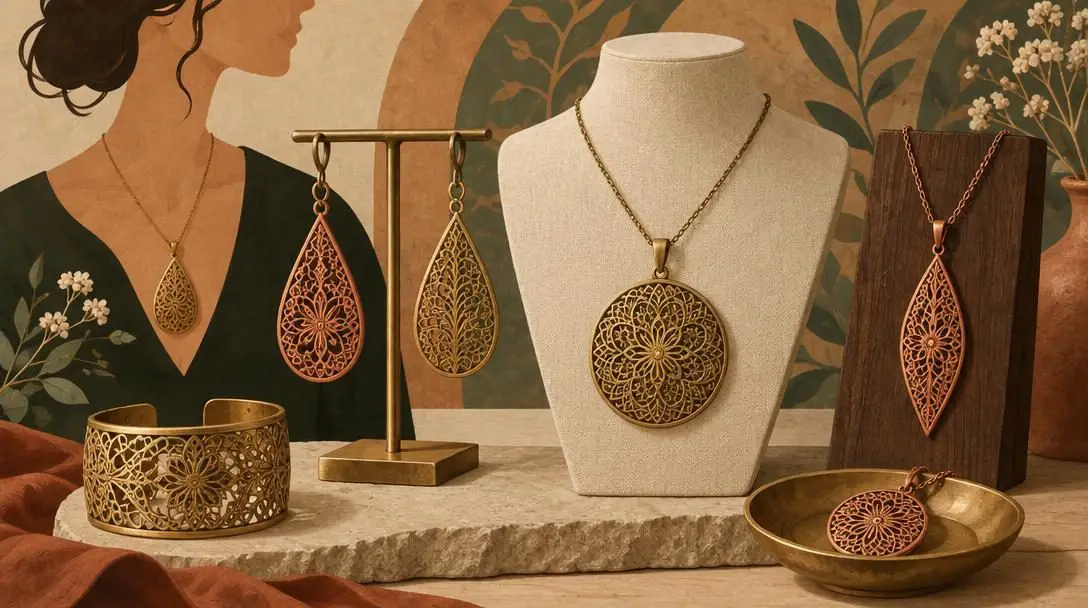 Lace-pattern metal jewelry and charms