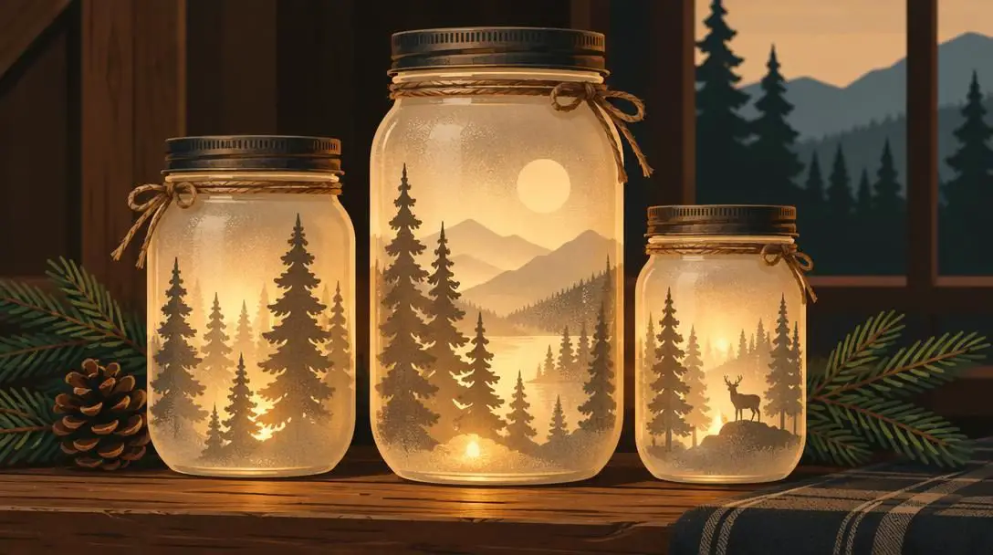 Rustic forest mason jars