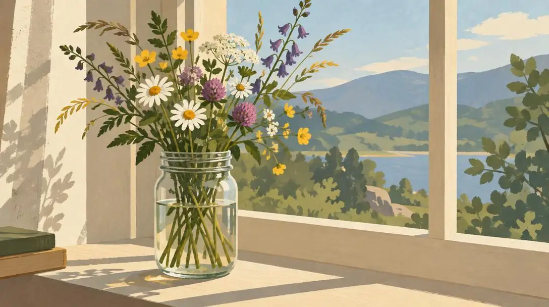 Glass mason jars repurposed into floral vases