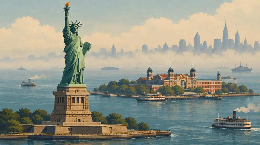 The Statue of Liberty and Ellis Island