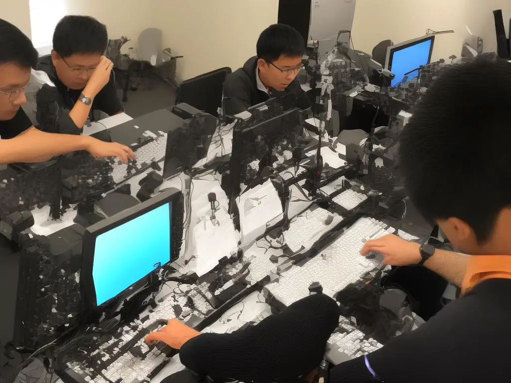 Two people intently playing bullet chess on a computer