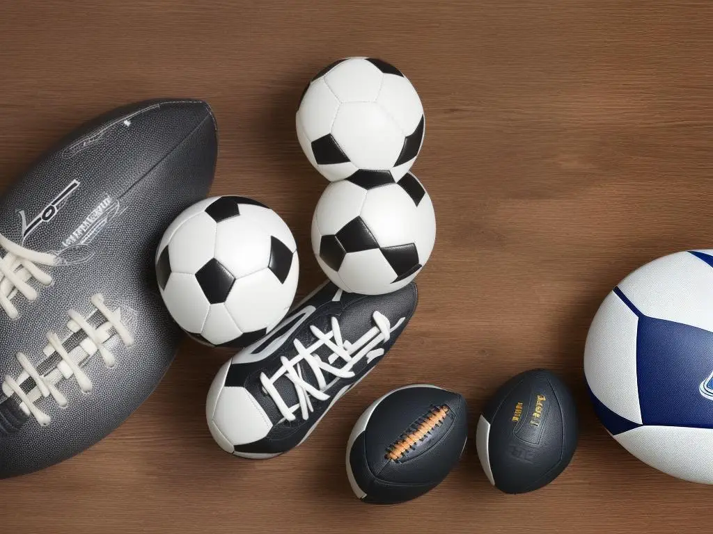 Football gear on a wooden table