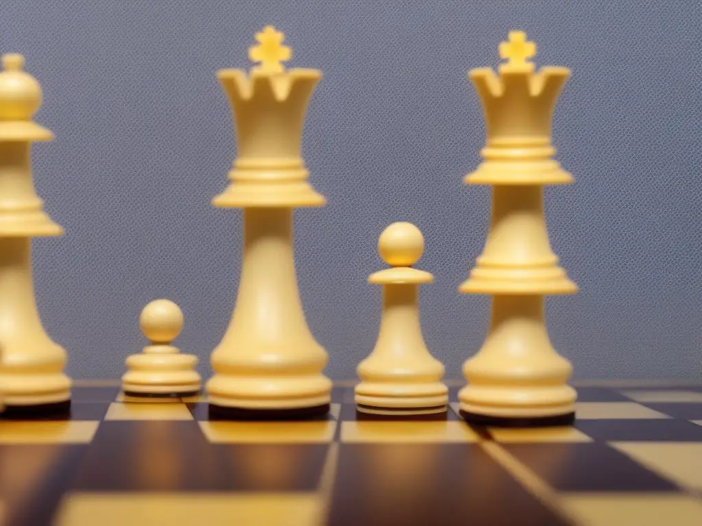 An image of two chess pieces facing each other with a chessboard in the background