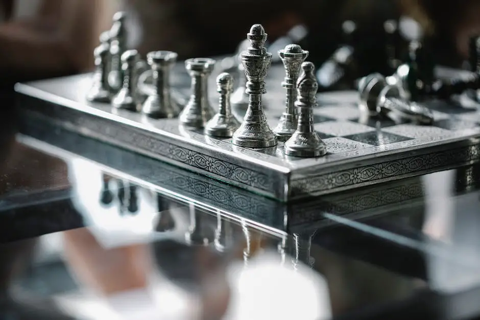 A black and white marble chessboard with chess pieces on it, representing the luxury and sophistication of marble and stone chess sets.