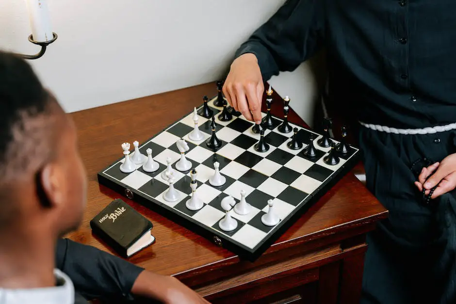 A hand holding a small magnetic travel chess set while sitting on a bench in a park